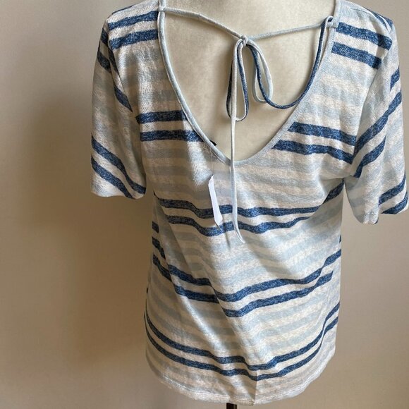 BOBEAU Collection BNWT Flutter Sleeve Blue Stripe Dress - Picture 6 of 8